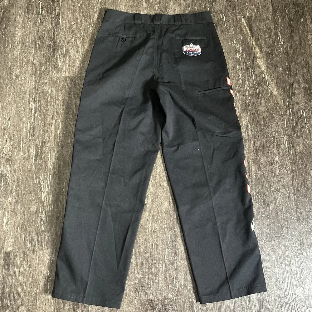 Lucas Oil Pants Mens Black Embroidered Workwear Work Mechanic Racing 38x32